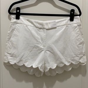 J. Crew White Shorts with Scalloped Hem